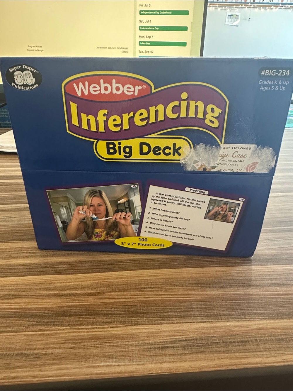 Super Duper Publications- Webber Inferencing Big Deck Photo Cards - Blue